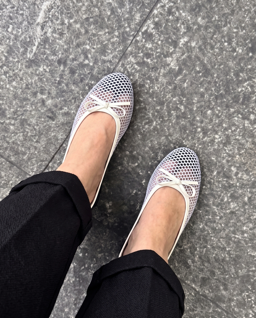 Mesh Bow Flat Mules 6729 W