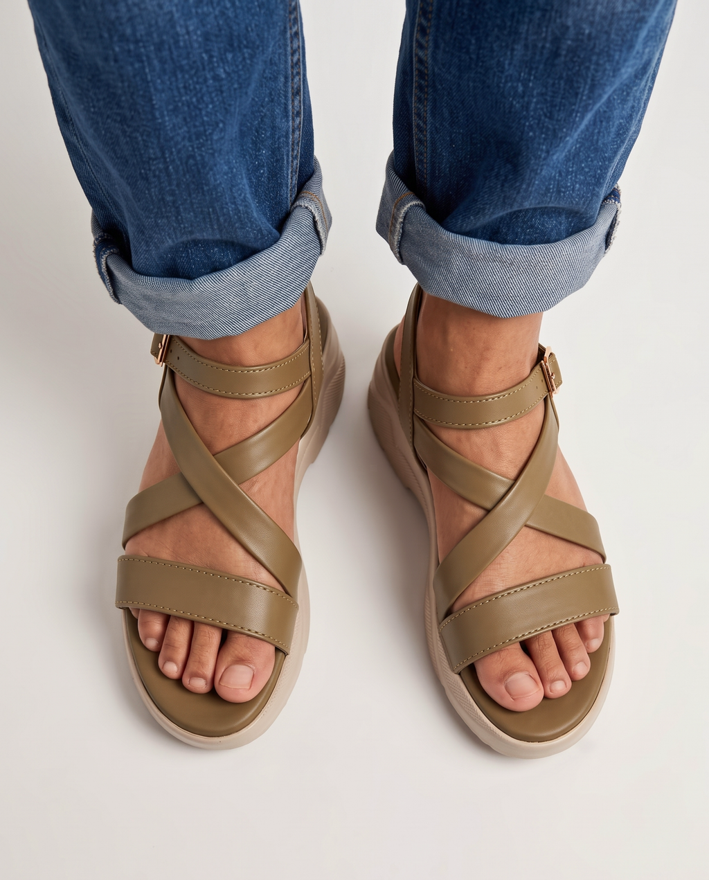 Tan Comfort Cross Sandals 1001 Br