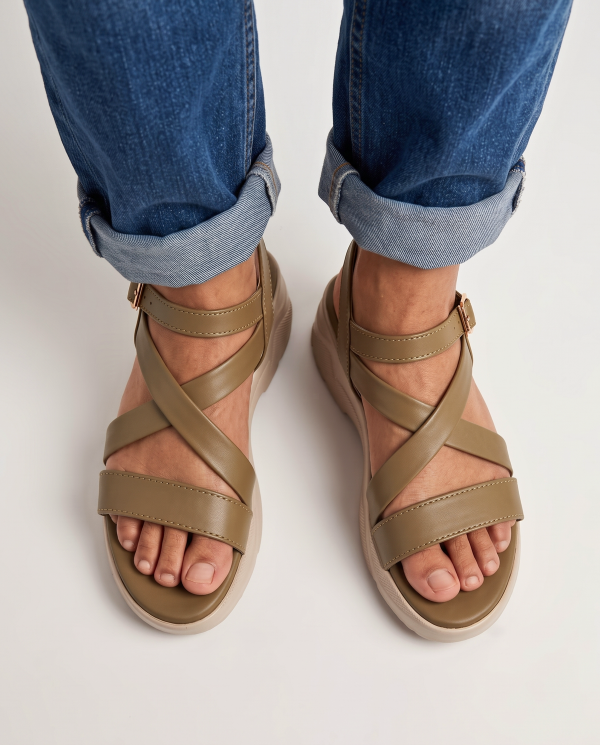 Tan Comfort Cross Sandals 1001 Br
