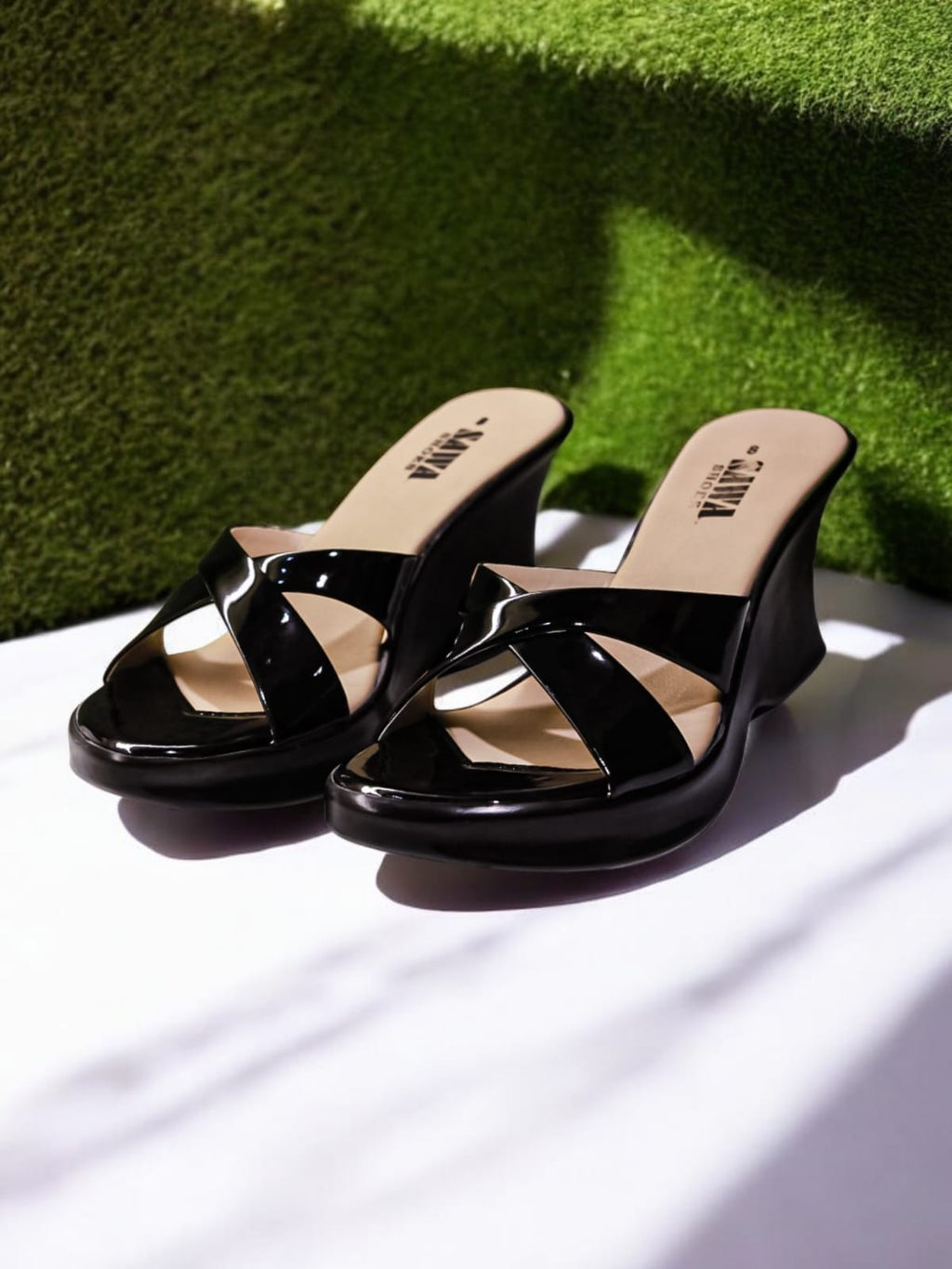 BLACK CASUAL WEDGES 800 Bk