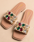 Jeweled Nude Slide Sandals 600 ML