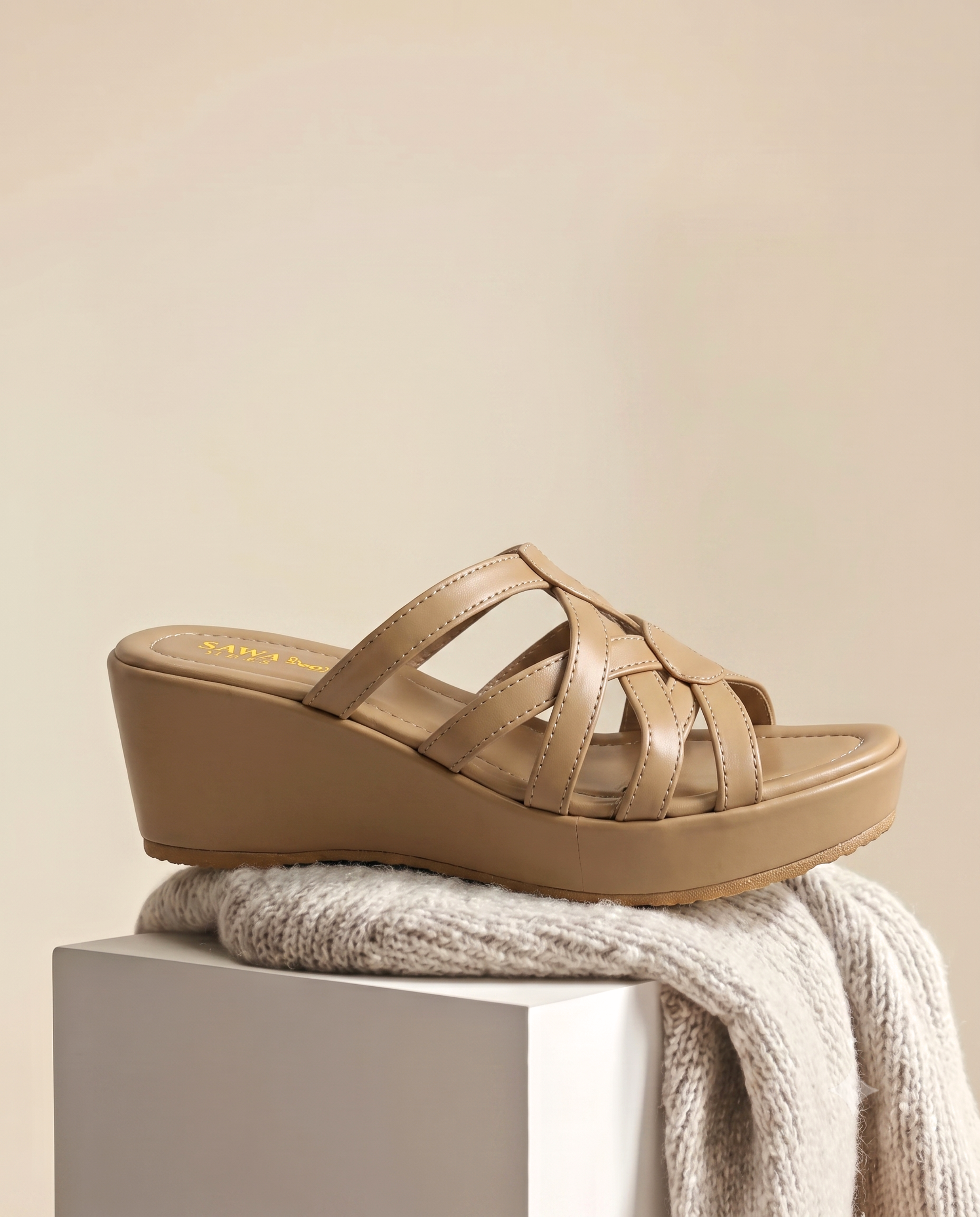 Plush Strappy Wedge Slides 720 F