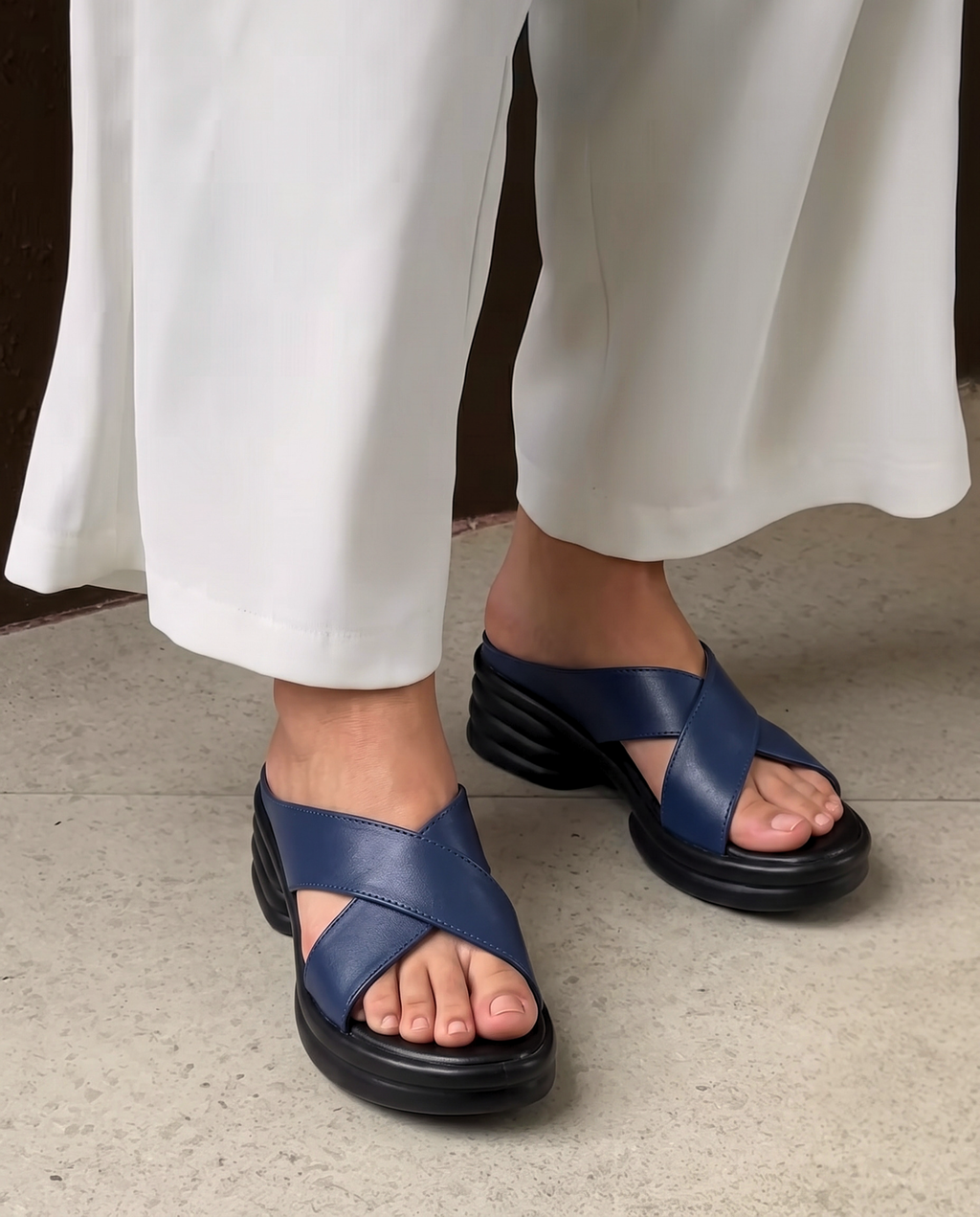 Navy Criss-Cross Platforms 4070 BL