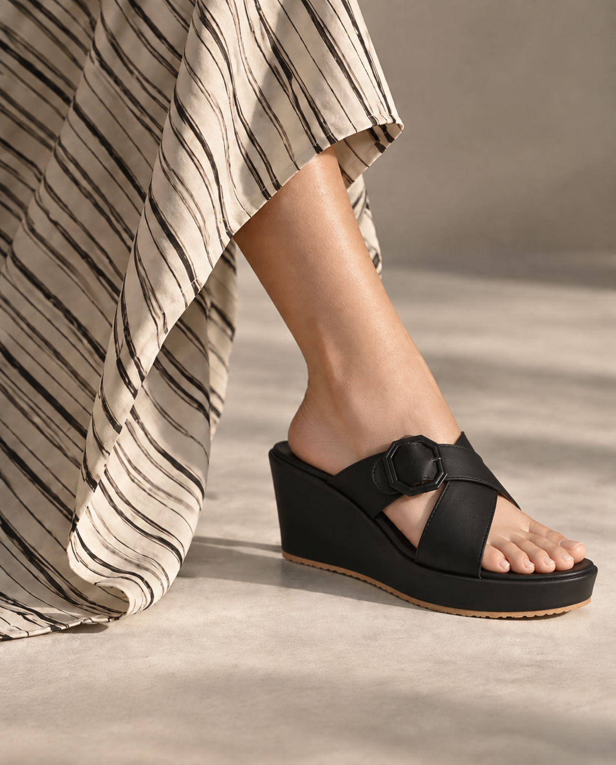 Black Casual Wedges 738 BK