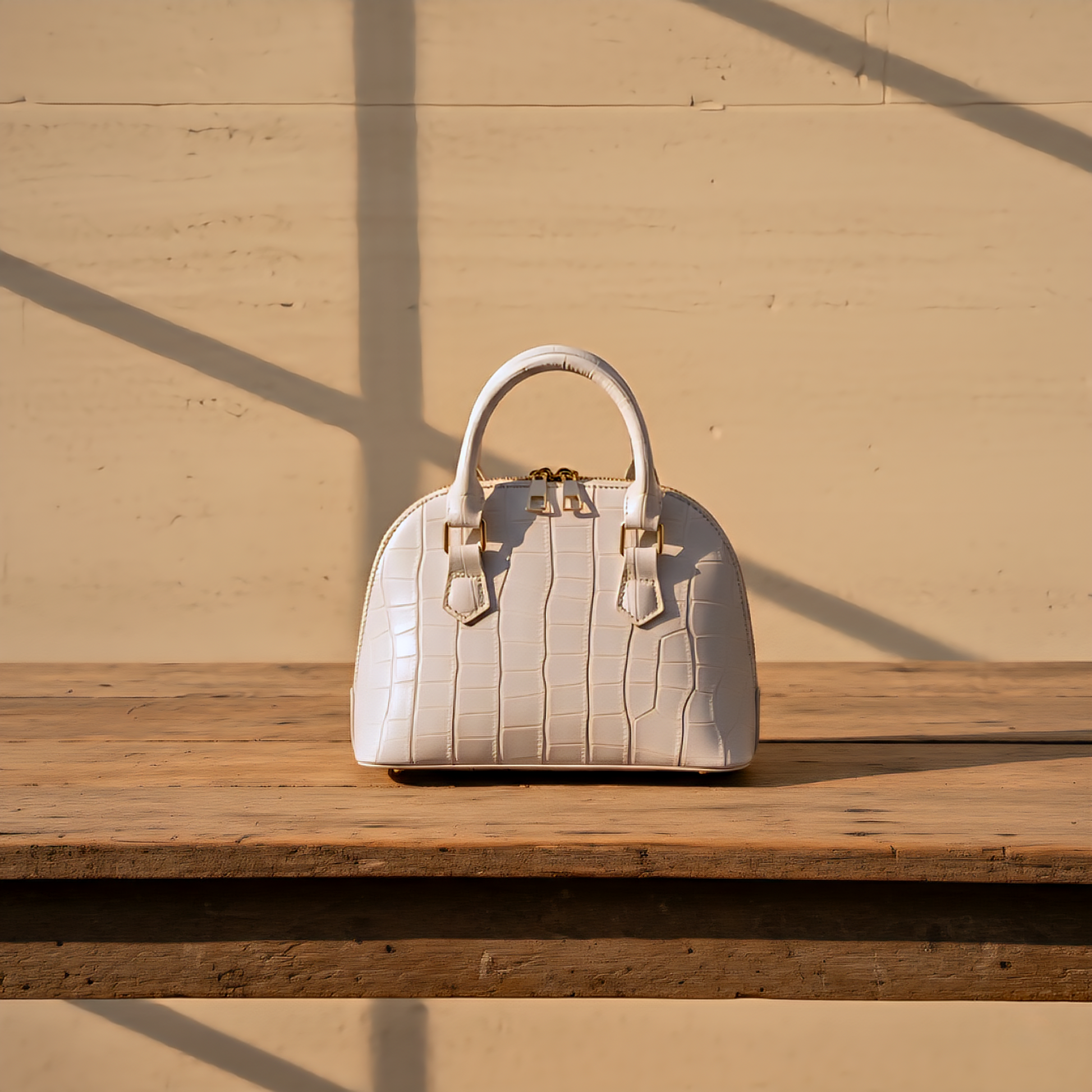 ART15 BEIGE CROCODILE HANDBAG