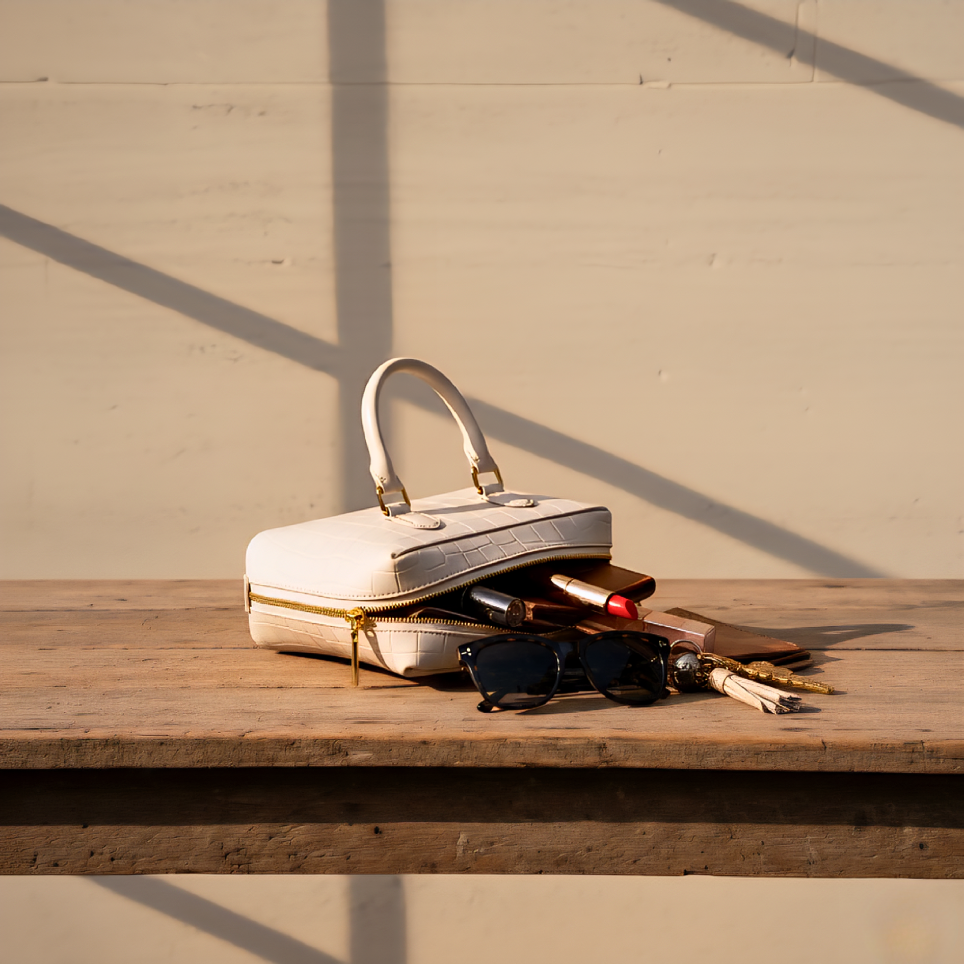 ART15 BEIGE CROCODILE HANDBAG