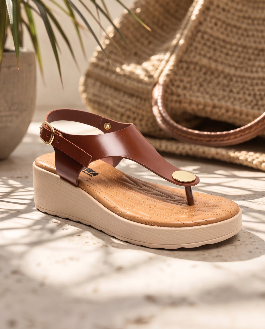 Brown Platform Wedge Sandals B02-Br