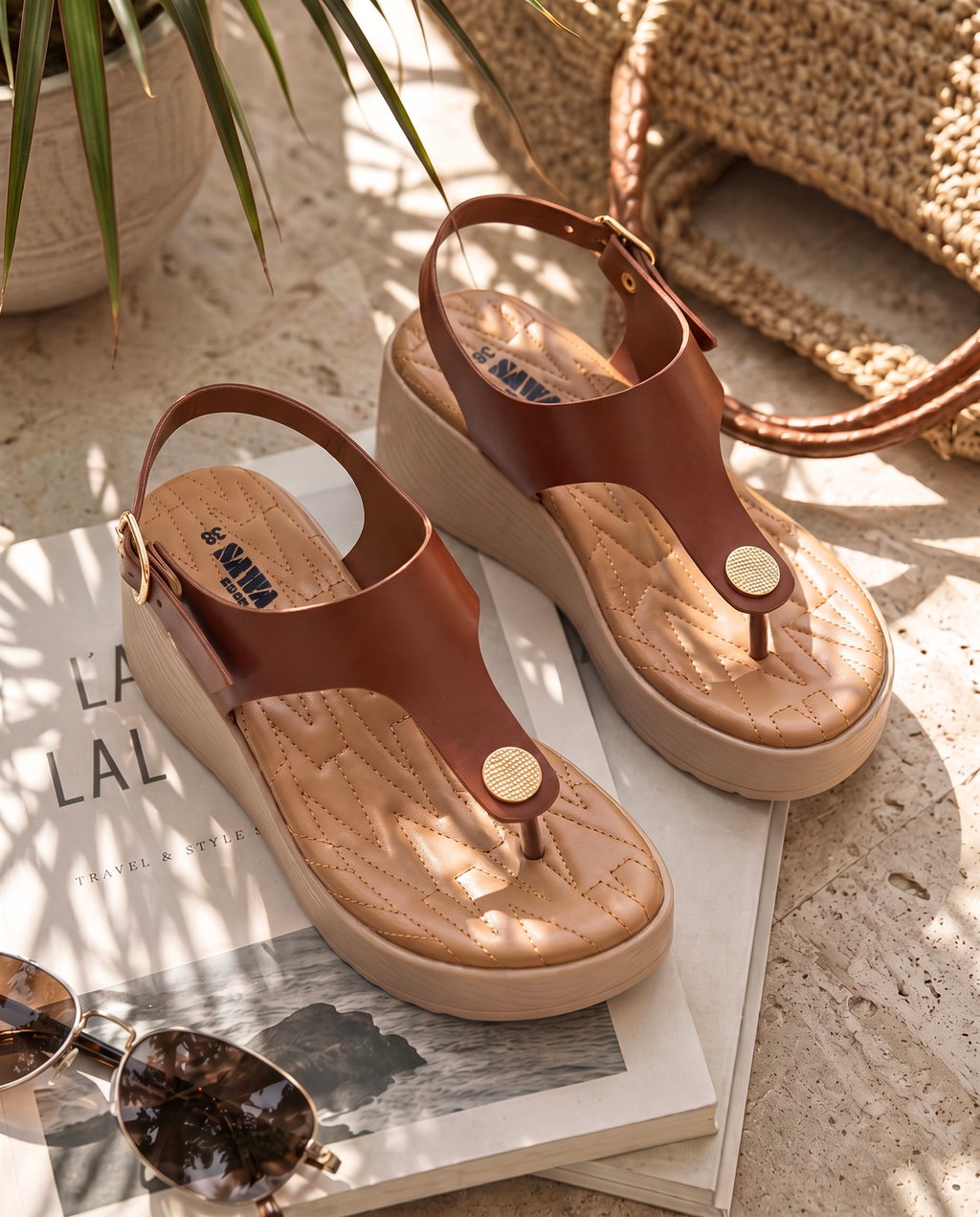 Brown Platform Wedge Sandals B02-Br