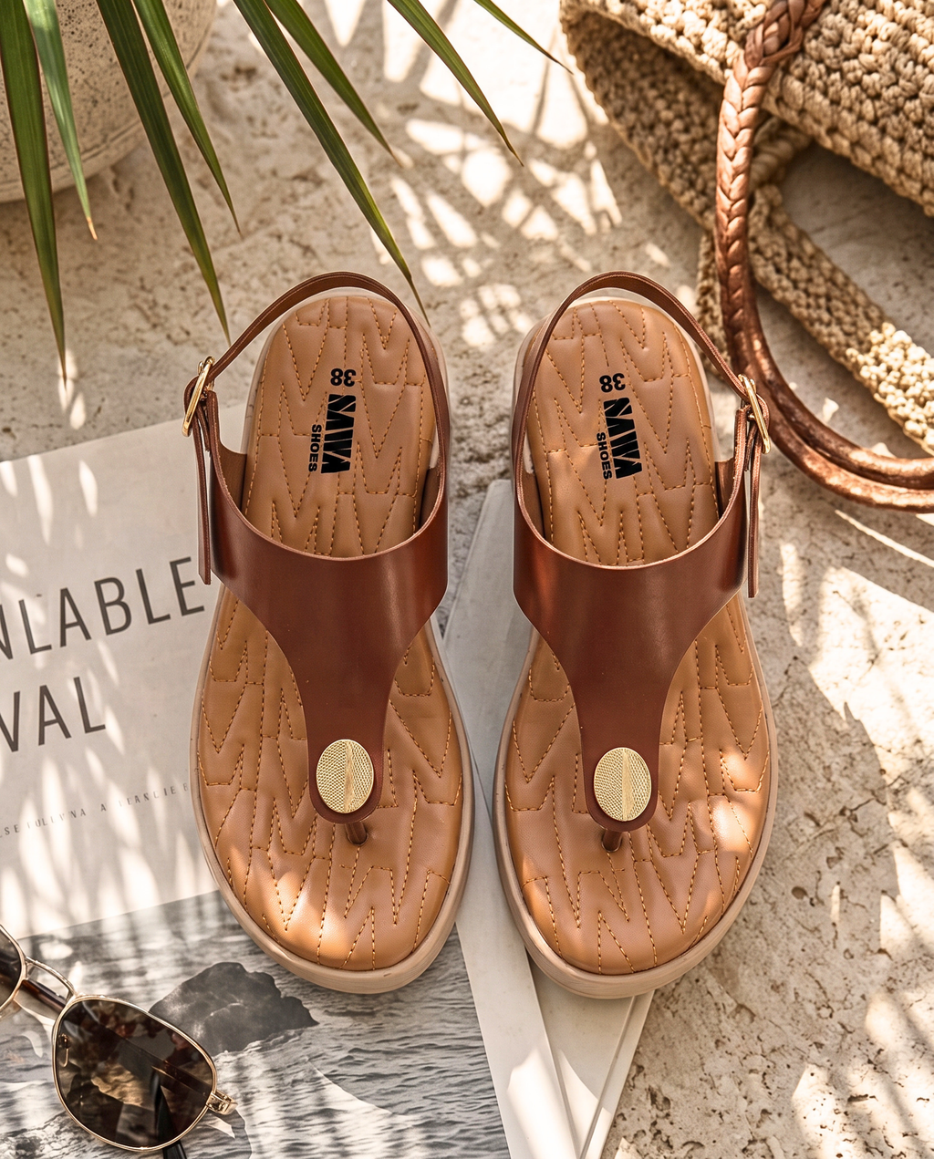 Brown Platform Wedge Sandals B02-Br
