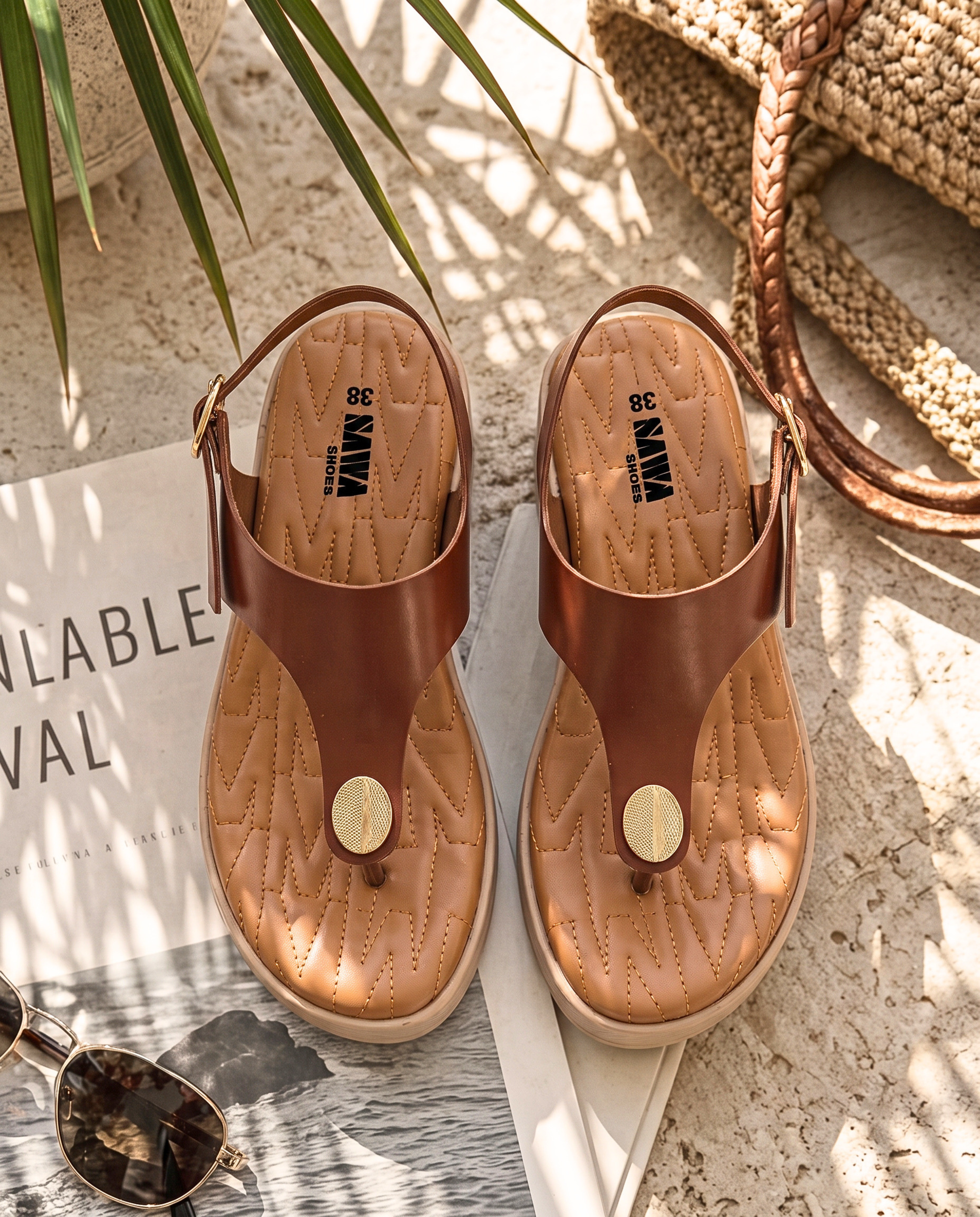 Brown Platform Wedge Sandals B02-Br