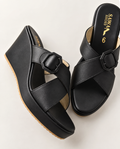 Black Casual Wedges 738 BK