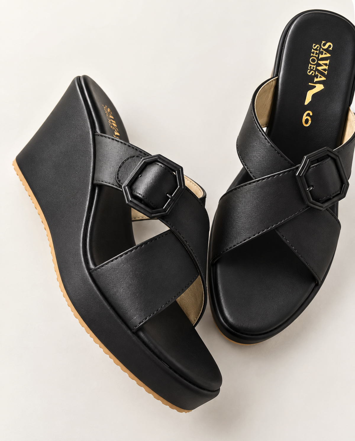 Black Casual Wedges 738 BK