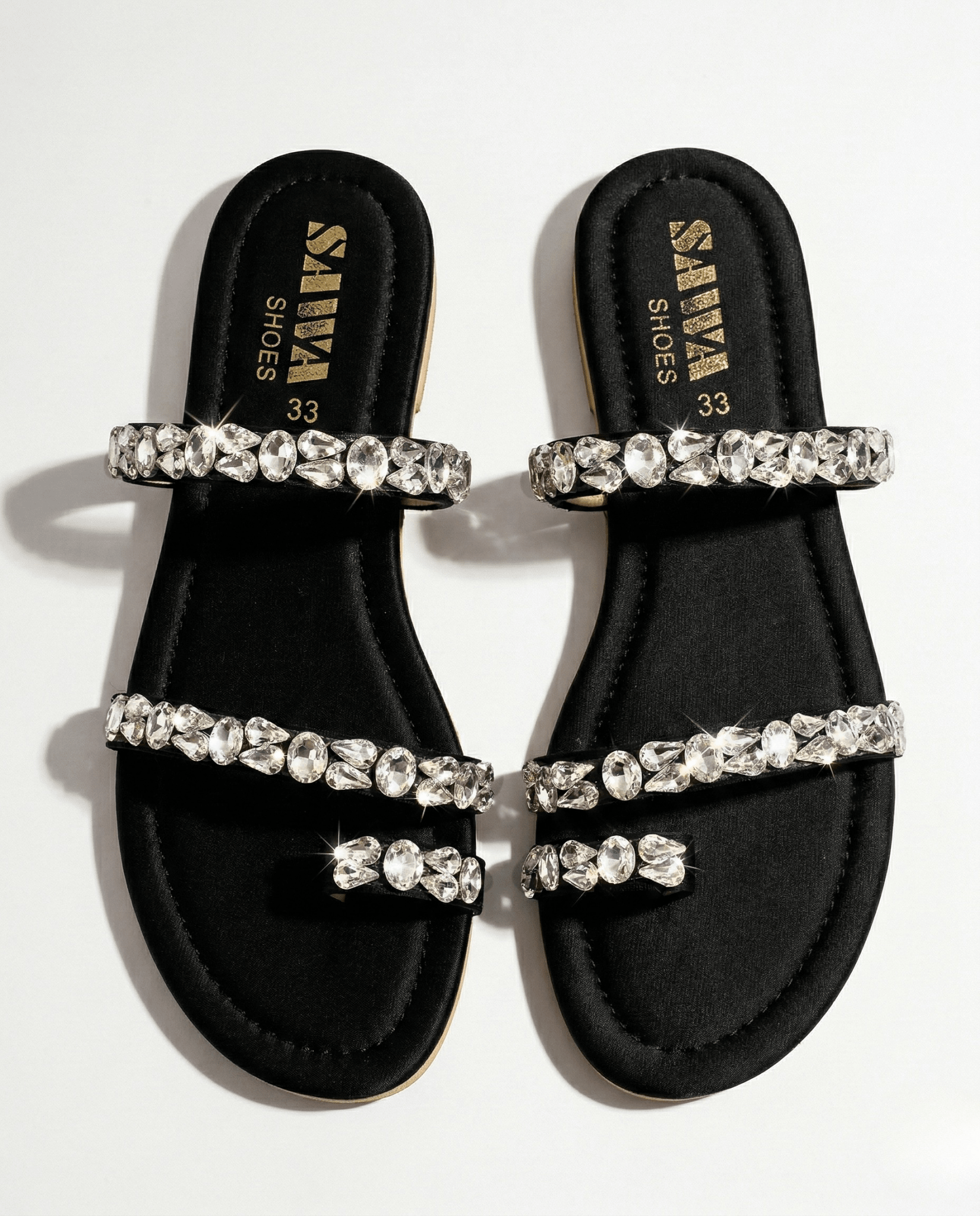 Midnight Onyx Gem Flats 322 BK - Sawa.pkWomen footwear shoes affordable