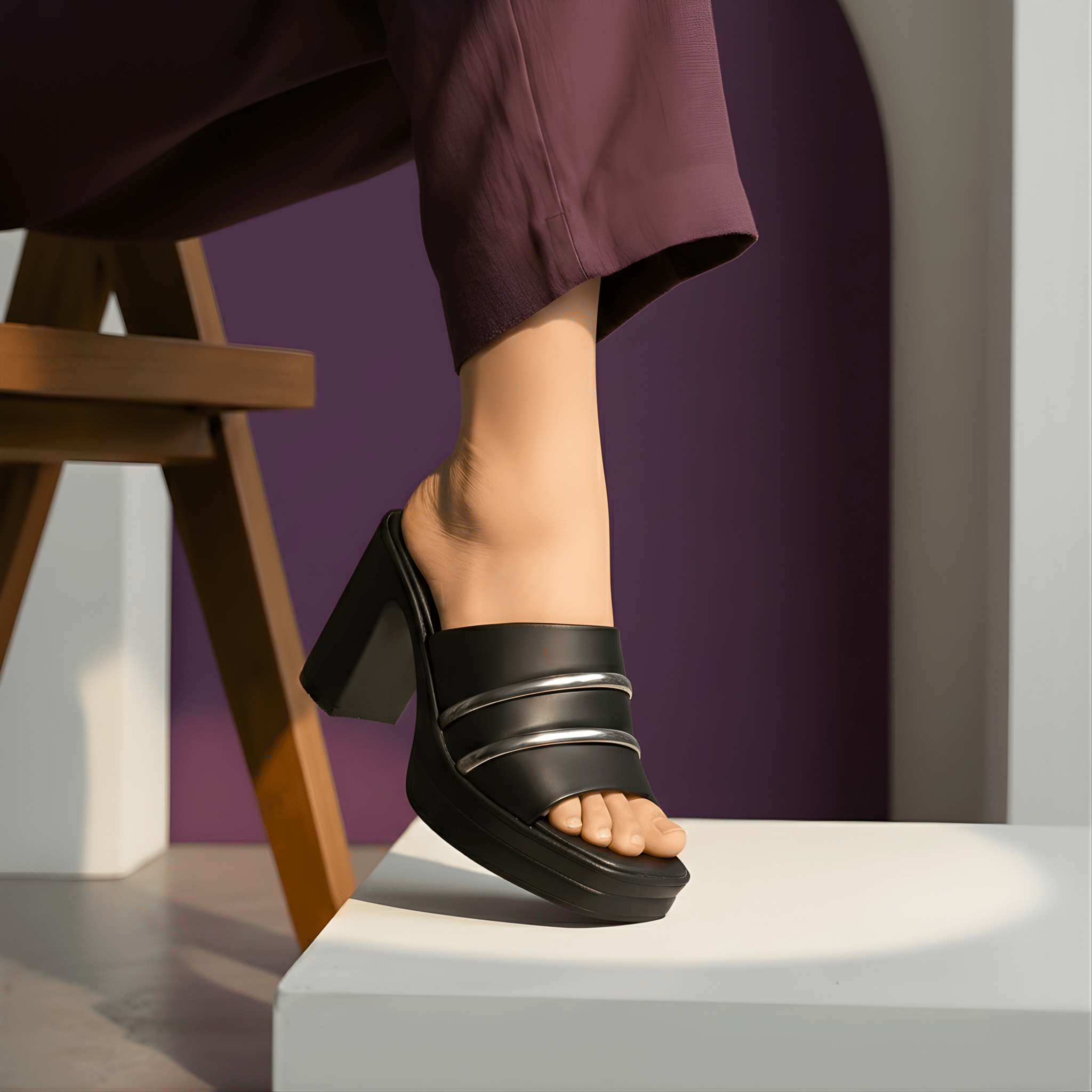 BLACK BLOCK HEELS 701 BK - Sawa.pkWomen footwear shoes affordable