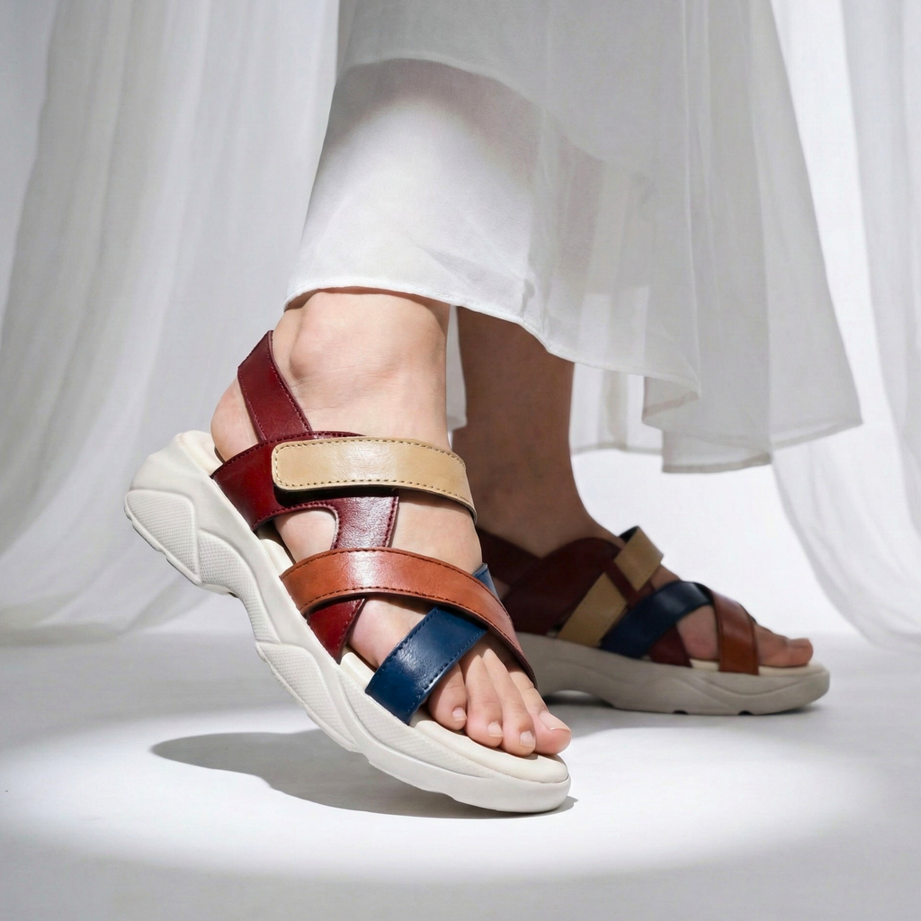 Sawa.pk Pakistani women's comfort footwear in navy, maroon, and tan