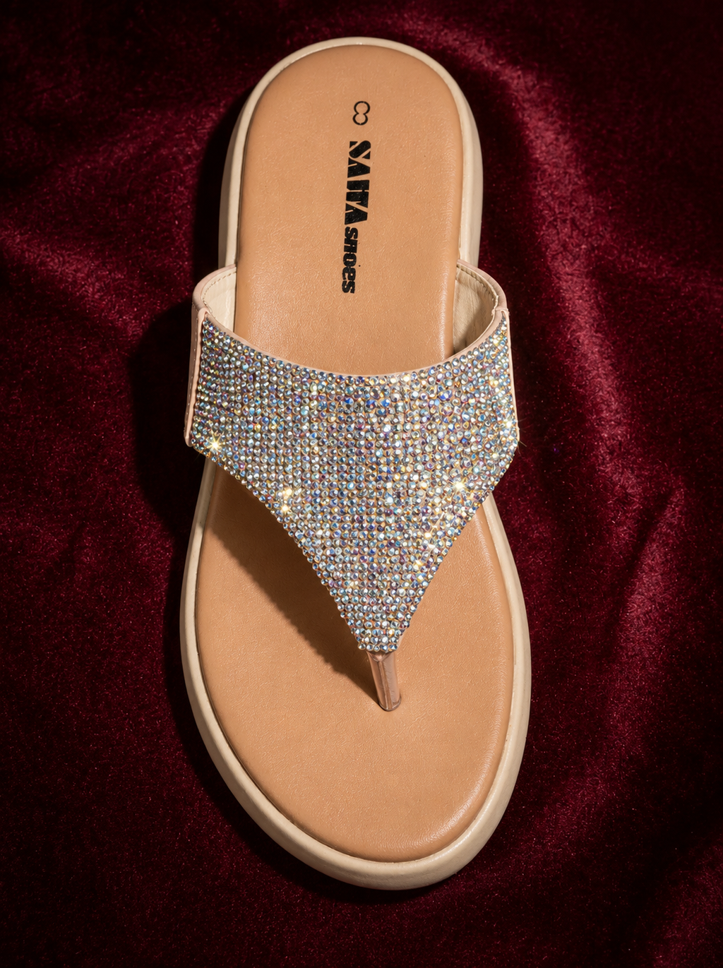 Nude Rhinestone Thong Slides 4747G