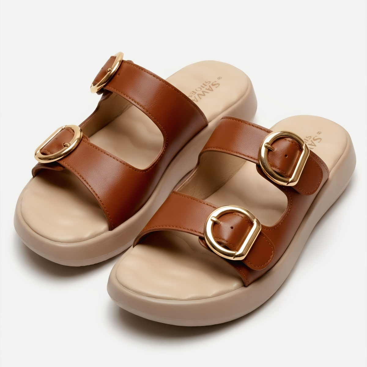 Cinnamon Two-Strap Slides 4260 br