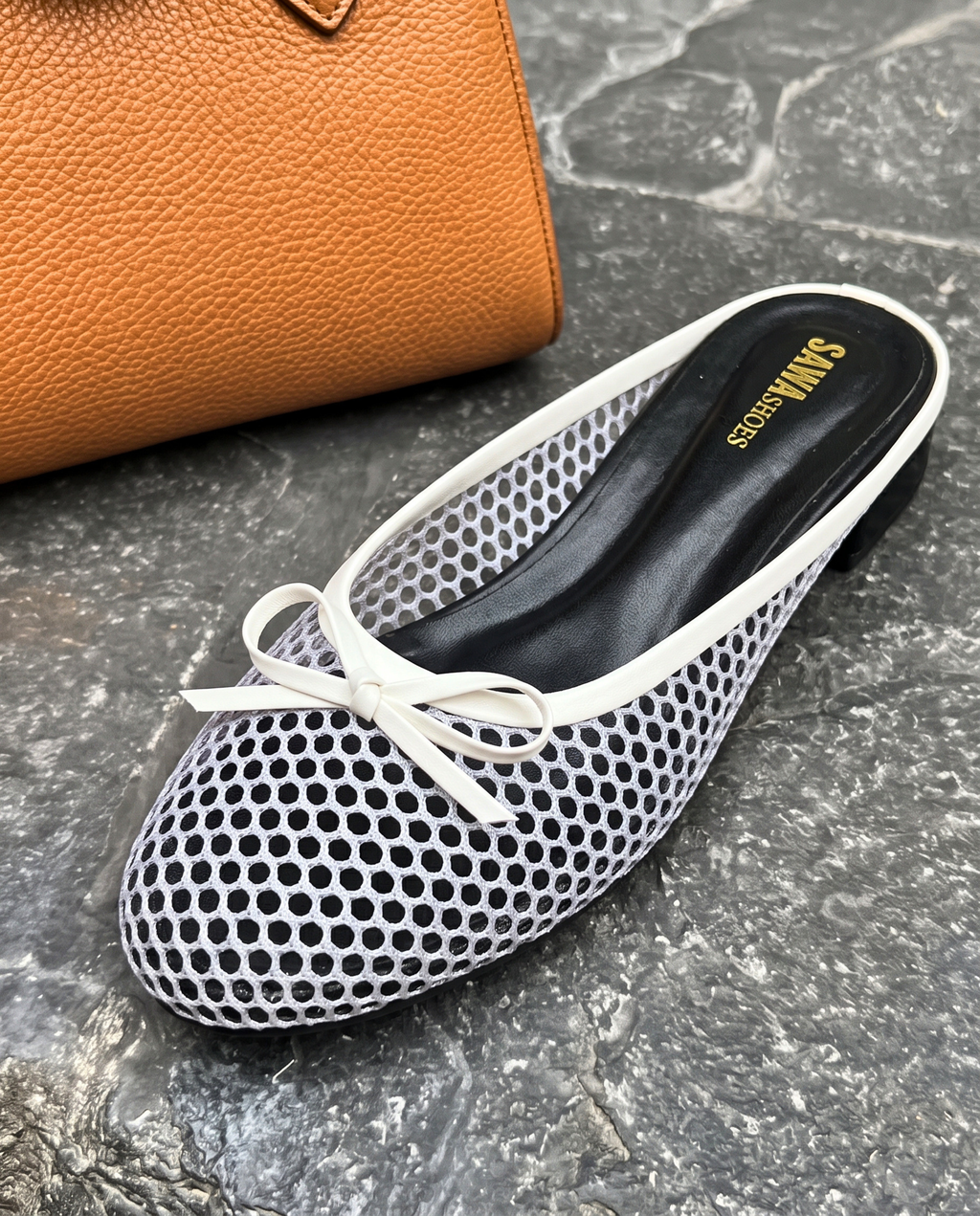 Mesh Bow Flat Mules 6729 W