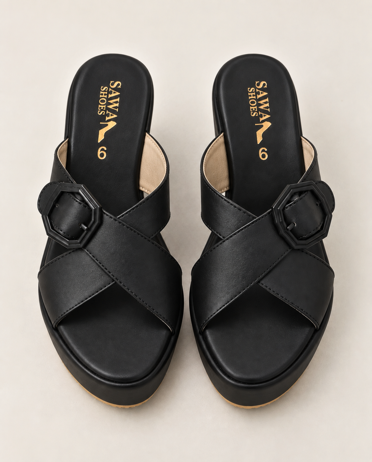 Black Casual Wedges 738 BK
