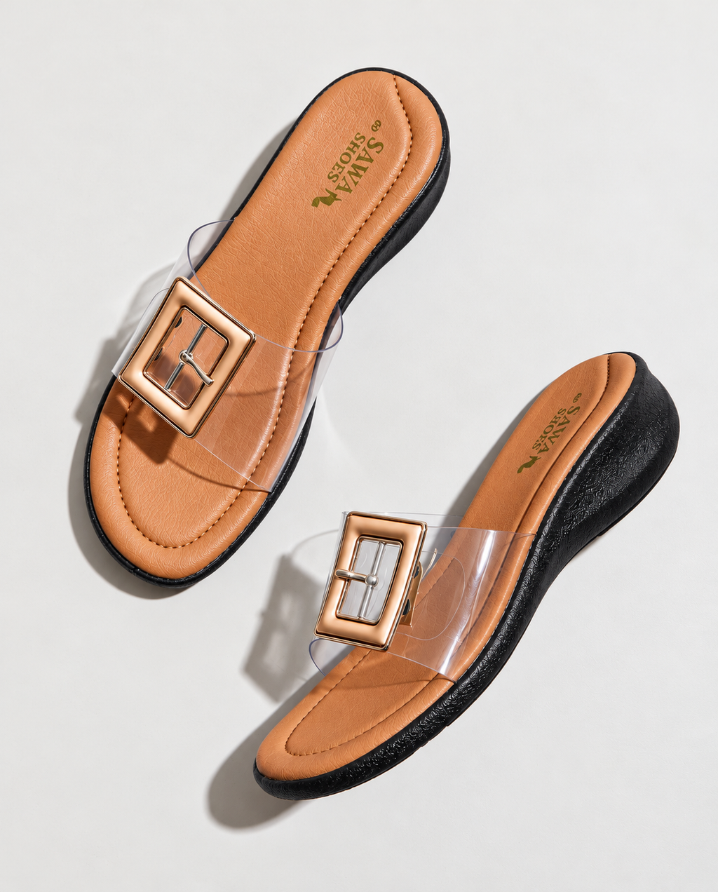 Clear Buckle Wedge Slides Sl625br