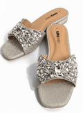 Metallic Gold Jewel Slides 613 G - Sawa.pkWomen footwear shoes affordable