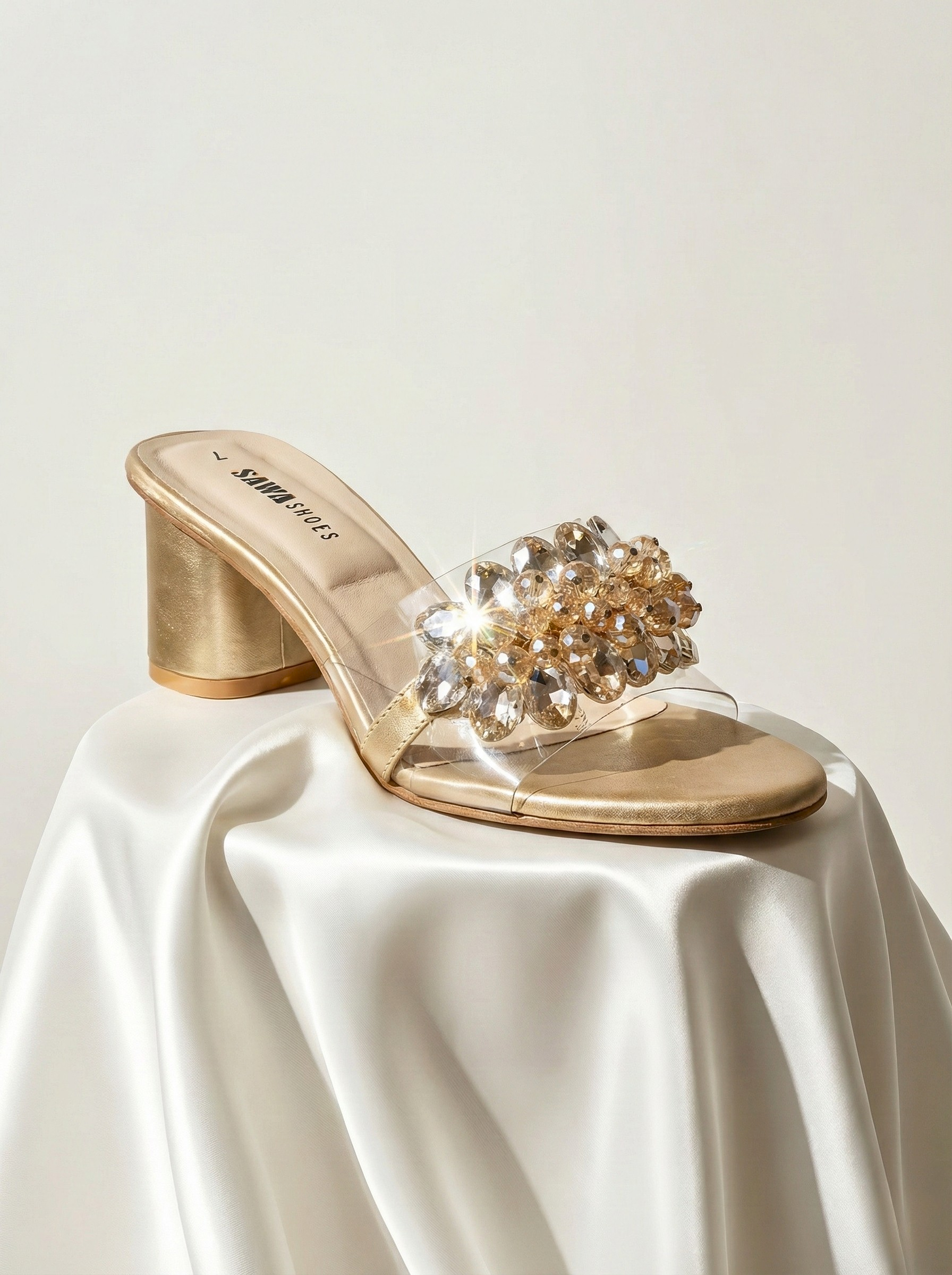 Sawa-Shoes-gold-transparent-block-heel-with-crystal-brooch-side-vie