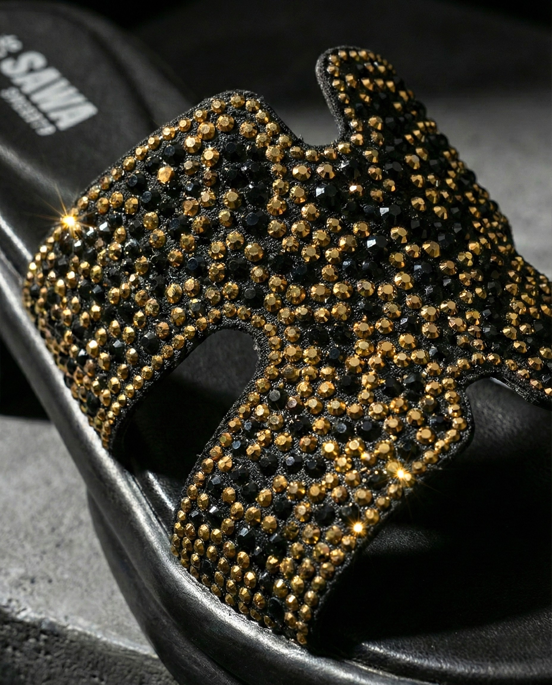 Sparkling Rhinestone Platform Slides 456 BK