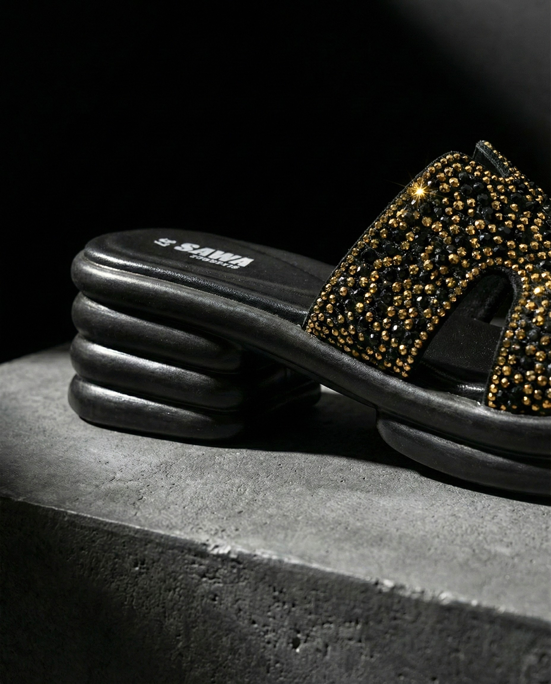 Sparkling Rhinestone Platform Slides 456 BK