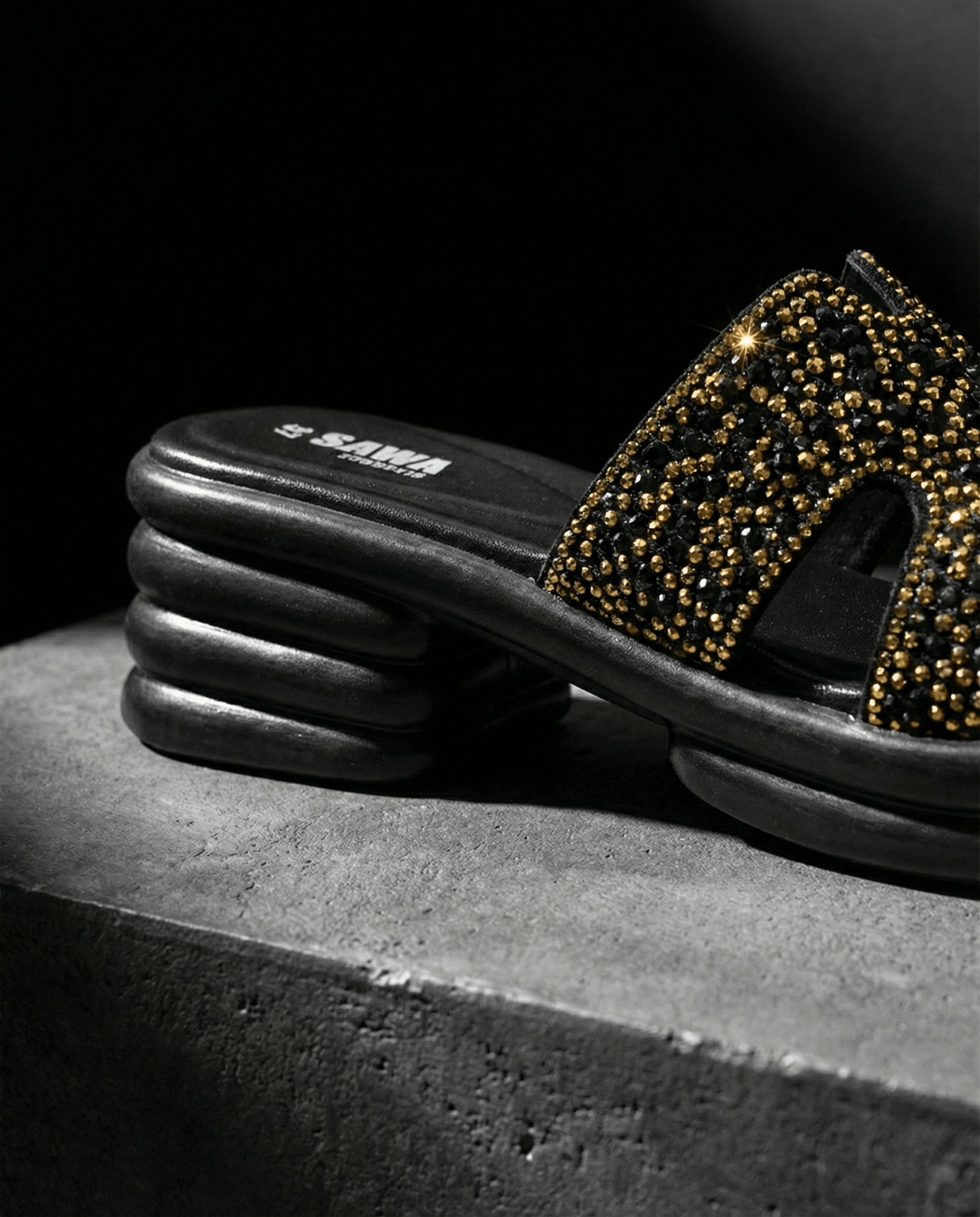 Sparkling Rhinestone Platform Slides 456 BK - Sawa.pkWomen footwear shoes affordable