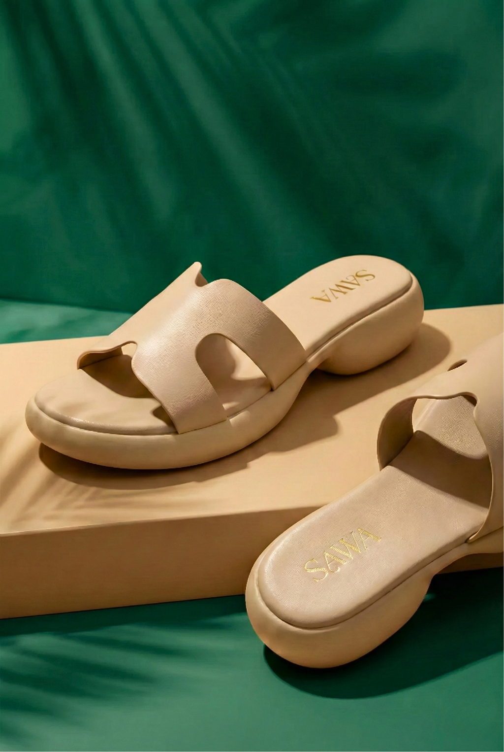 Sawa brand medicated soft-step sandals for women, stylish beige comfort footwear for daily casual wear.