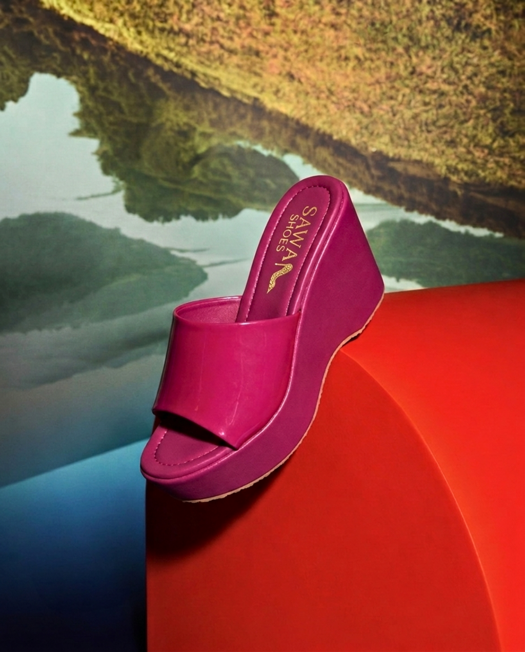 Fuchsia Comfort Platform Wedges 742 PN