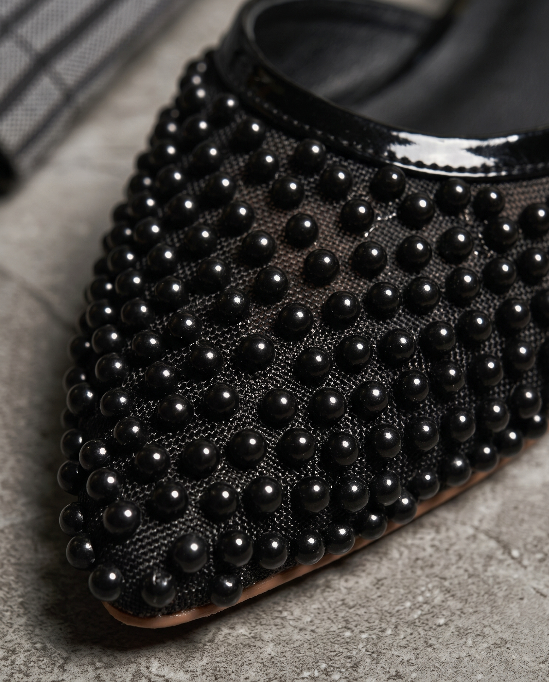 Pearl Embellished Mule Heels 900 BK