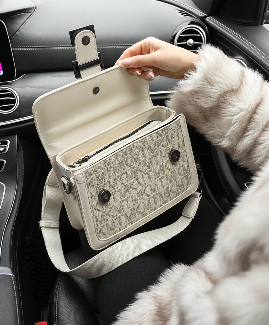 luxury bag interio held by women in car