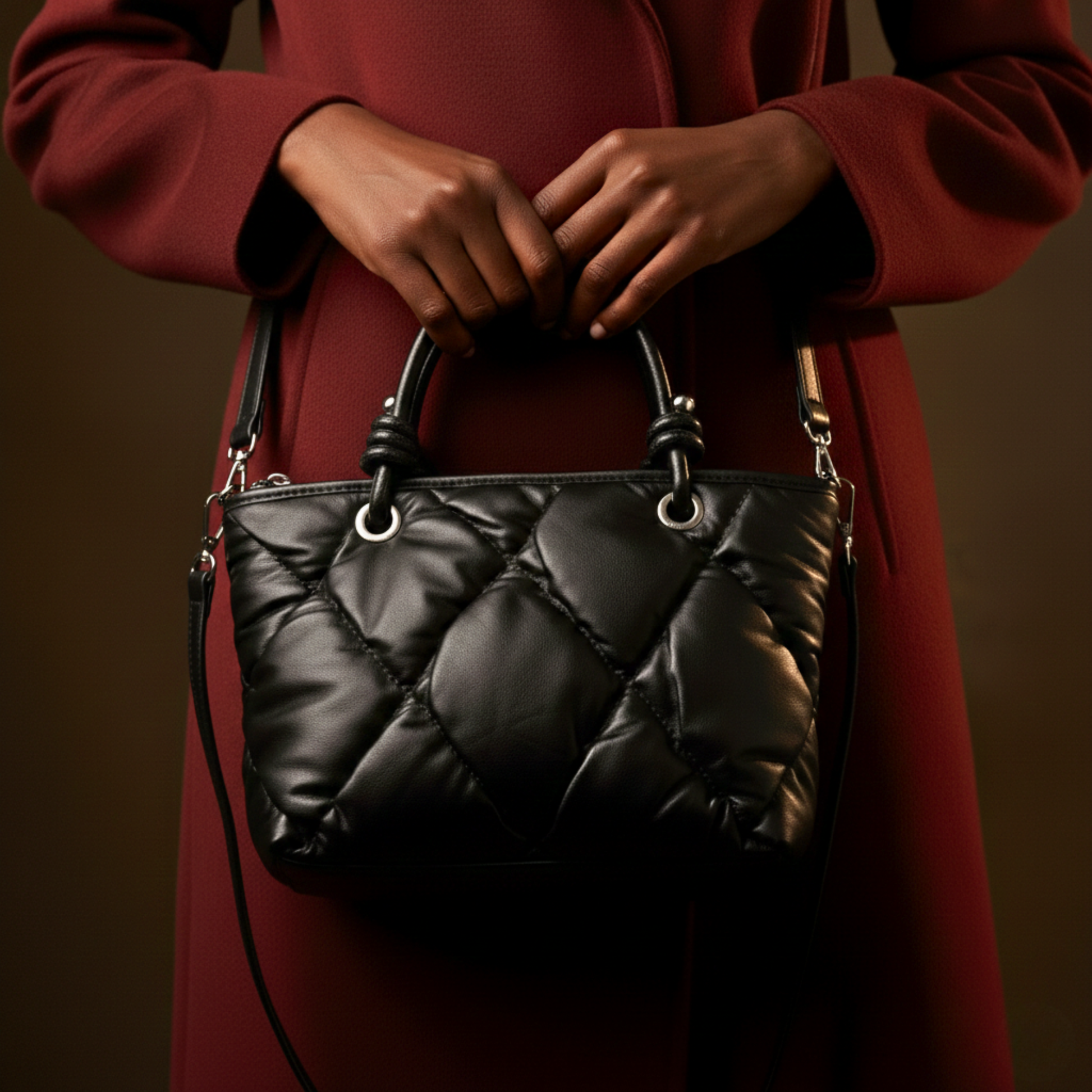 Quilted Puffer Mini Tote 9729 BK