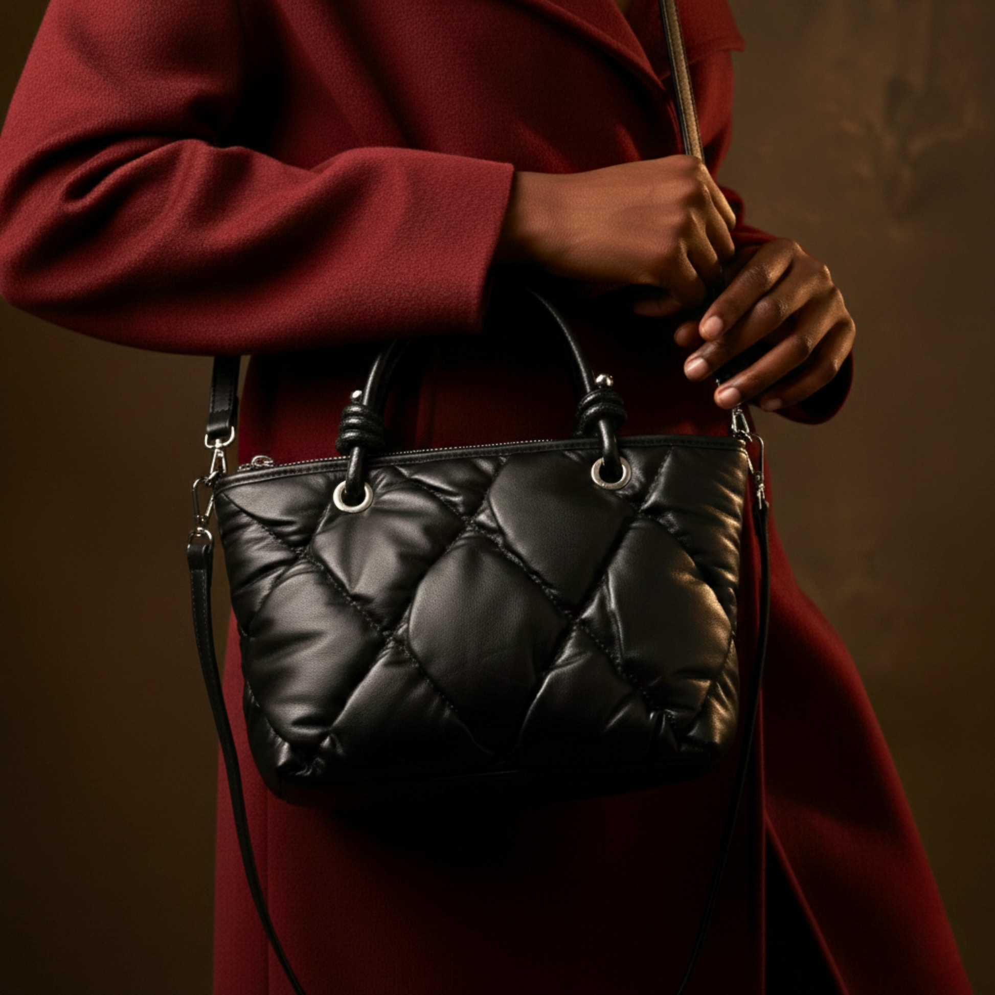 Quilted Puffer Mini Tote 9729 BK