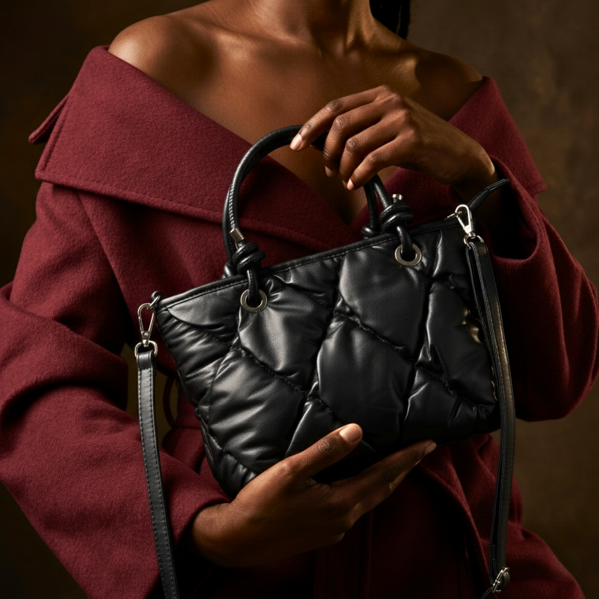 Quilted Puffer Mini Tote 9729 BK