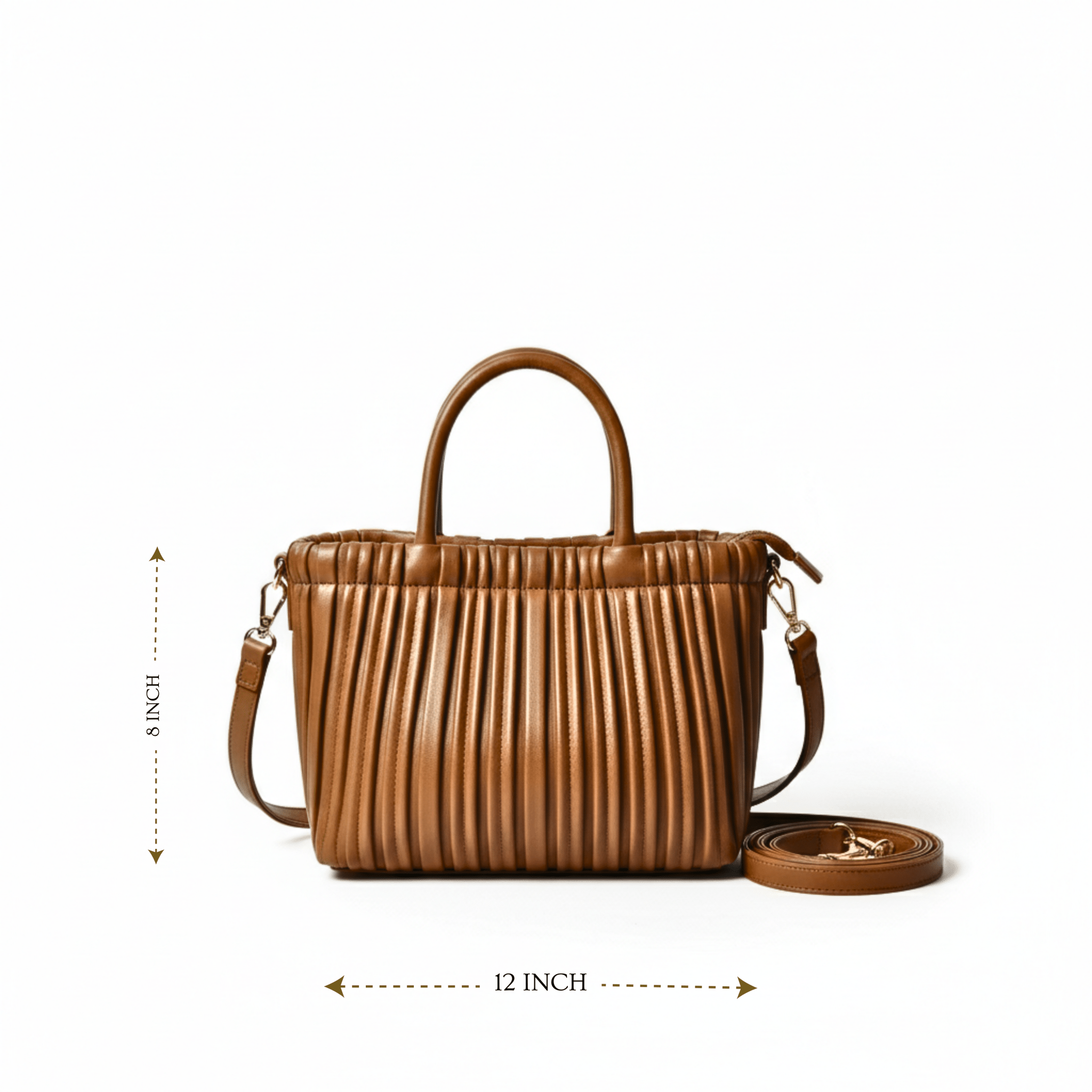 Elegant Caramel Pleated Satchel 7055 BR - Sawa.pkWomen footwear shoes affordable