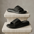 Monochrome Buckle Cushion Slides 451 BK - Sawa.pkWomen footwear shoes affordable