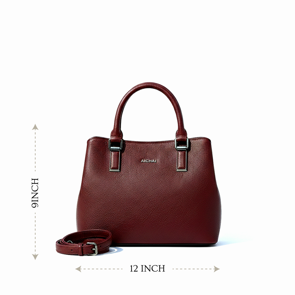Classic Wine Textured Leather Tote 961 MR
