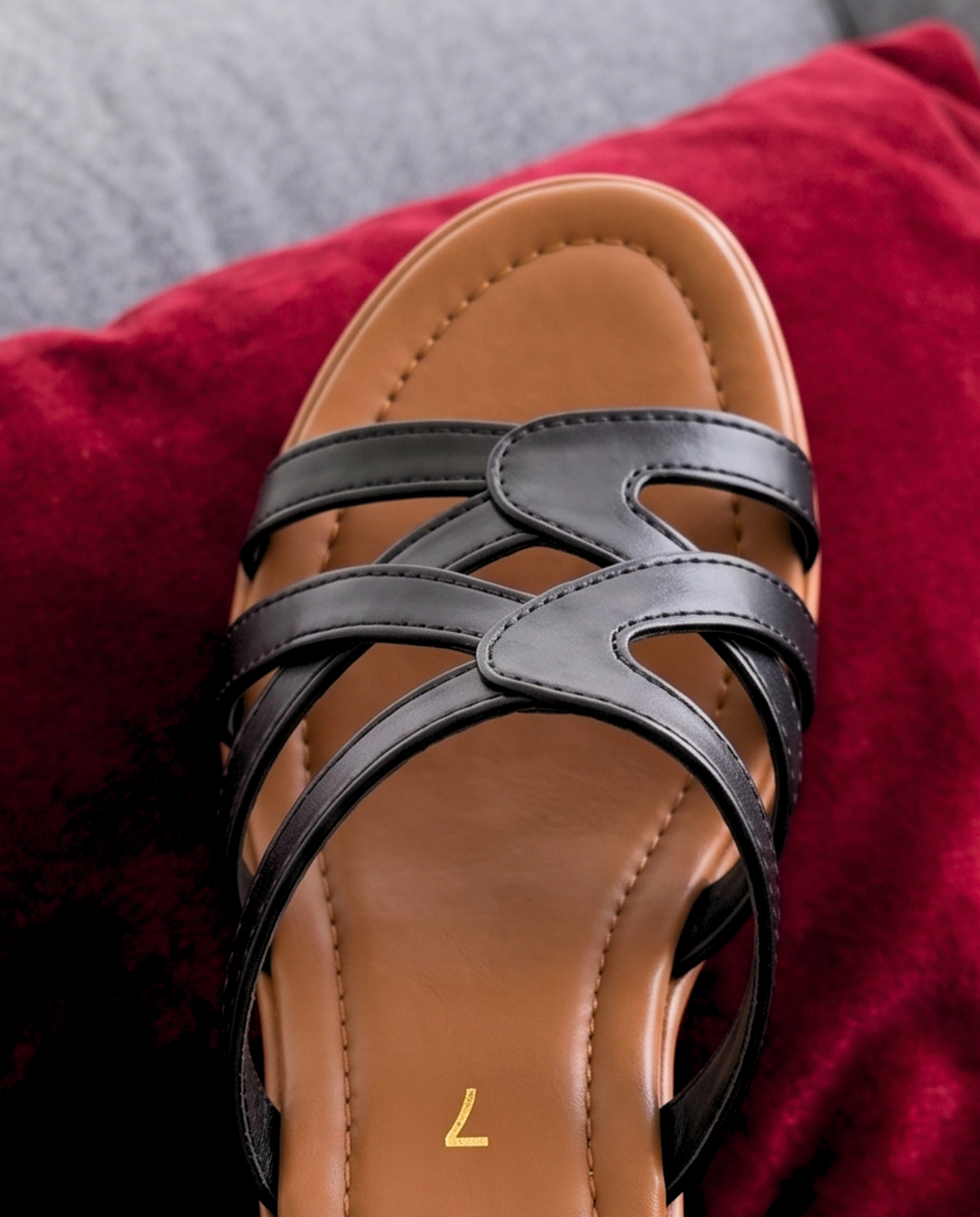 Plush Strappy Wedge Slides 720 BK