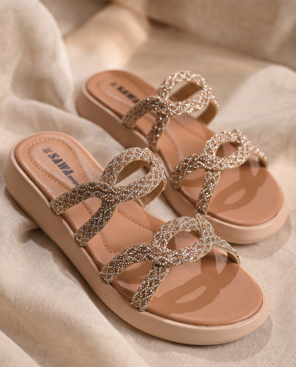 Gold shimmer platform sandals sl421 G