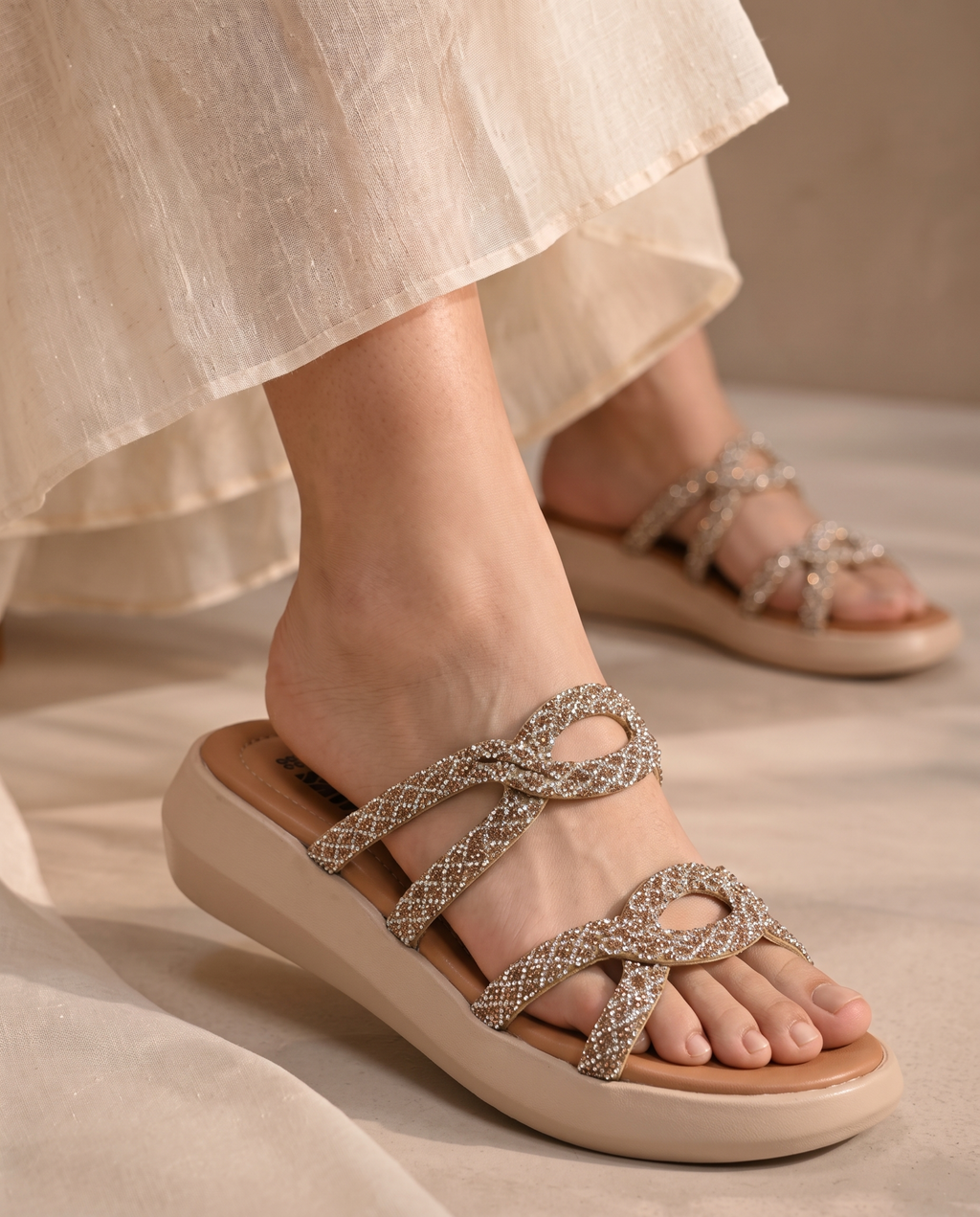 Gold shimmer platform sandals sl421 G