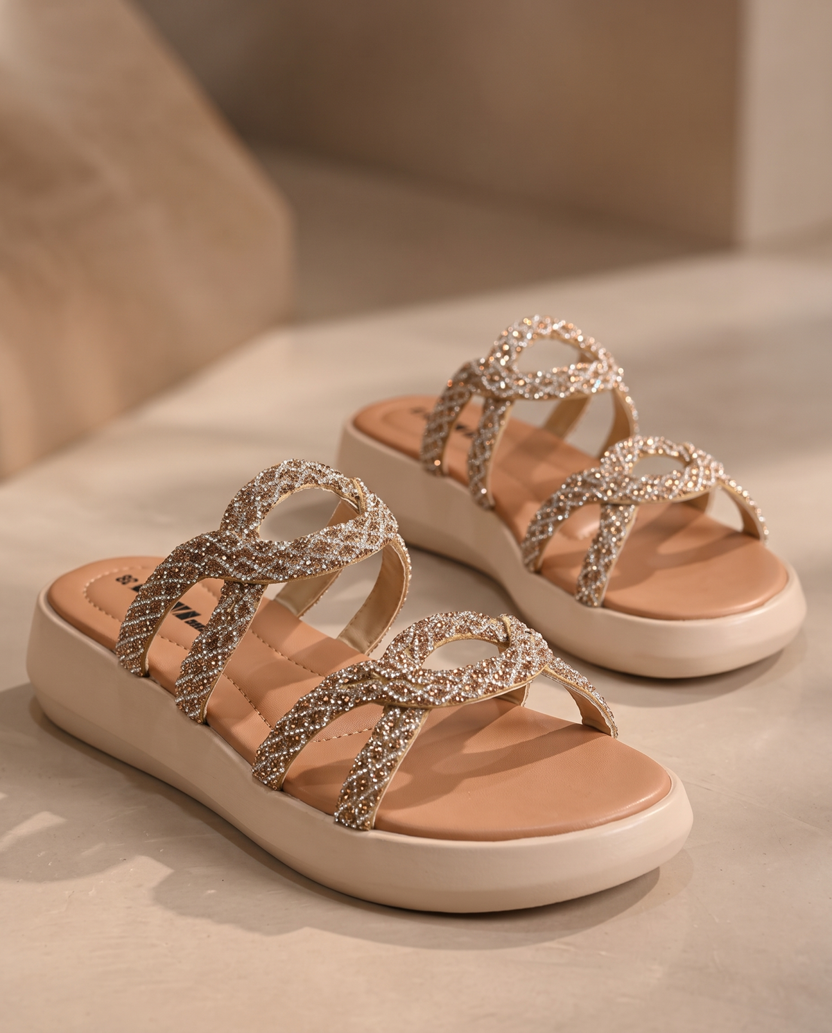 Gold shimmer platform sandals sl421 G
