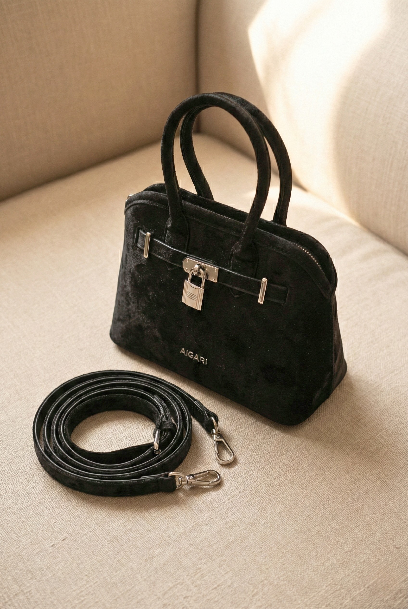 Black Signature Padlock Satchel GZ2283