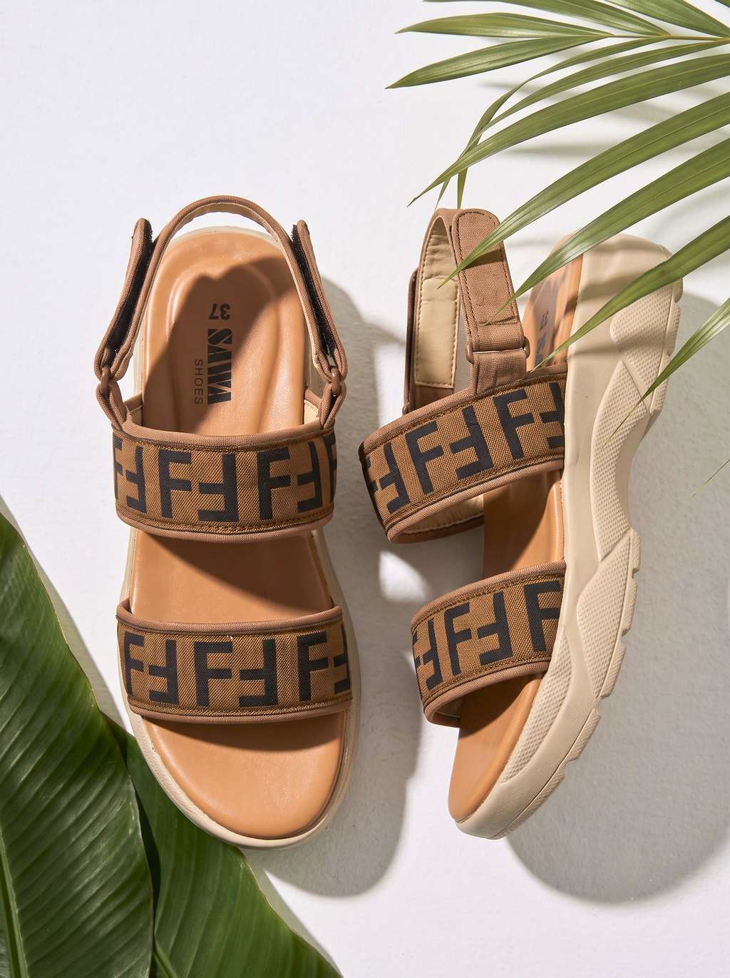 Chunky Monogram Strappy Sandals 477 F