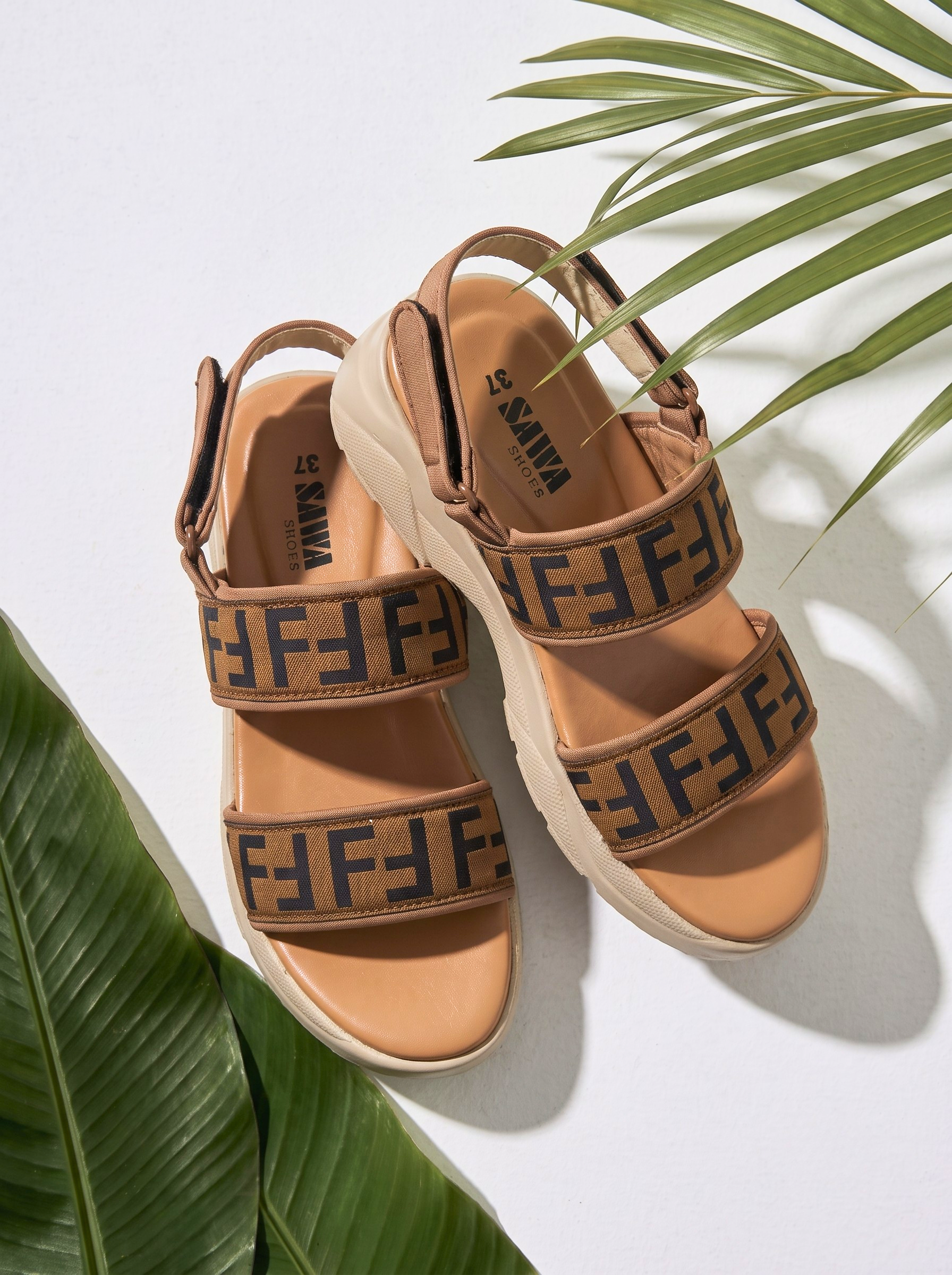 Chunky Monogram Strappy Sandals 477 F