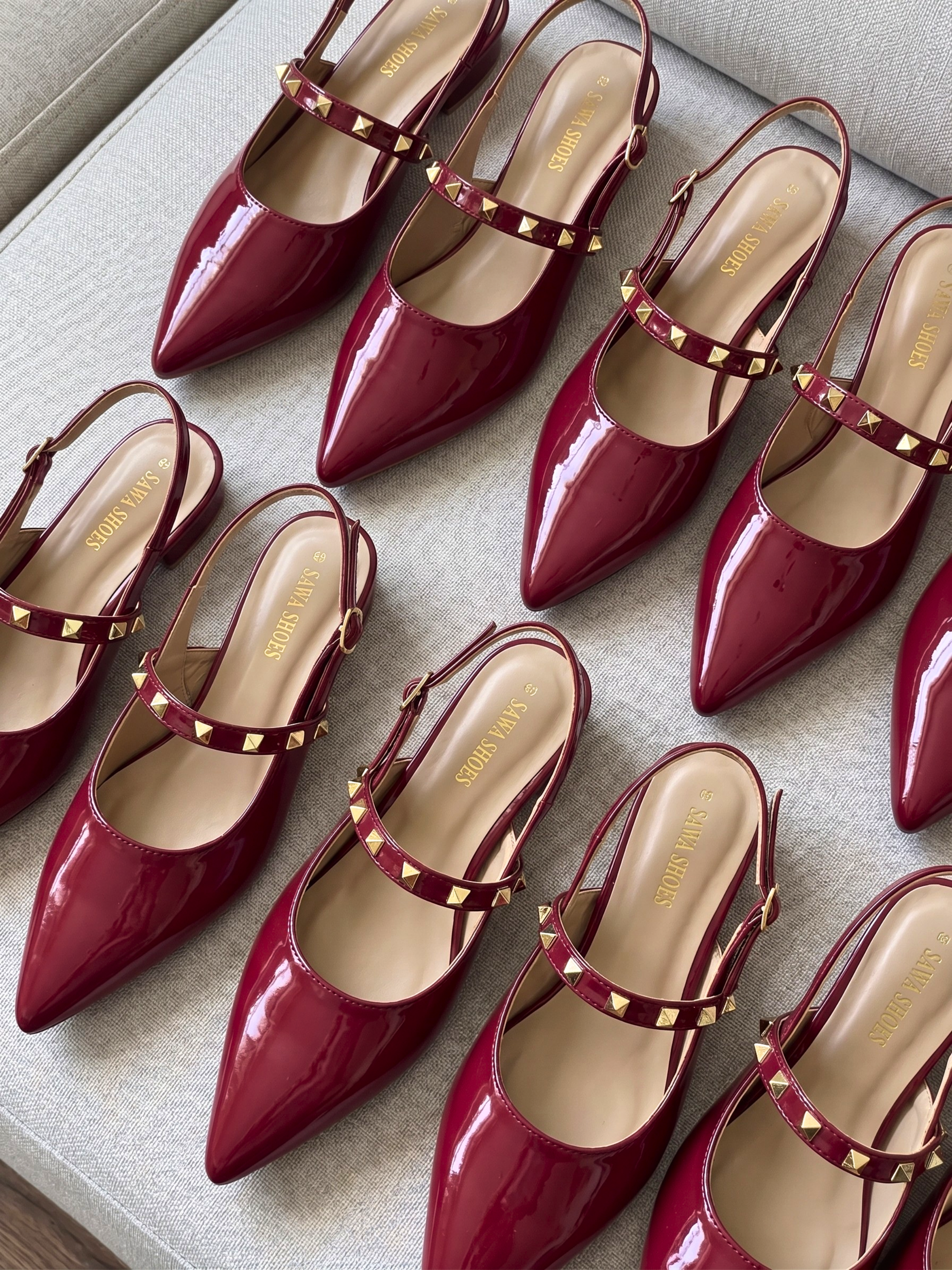 Studded Patent Slingback Heels 103 MR