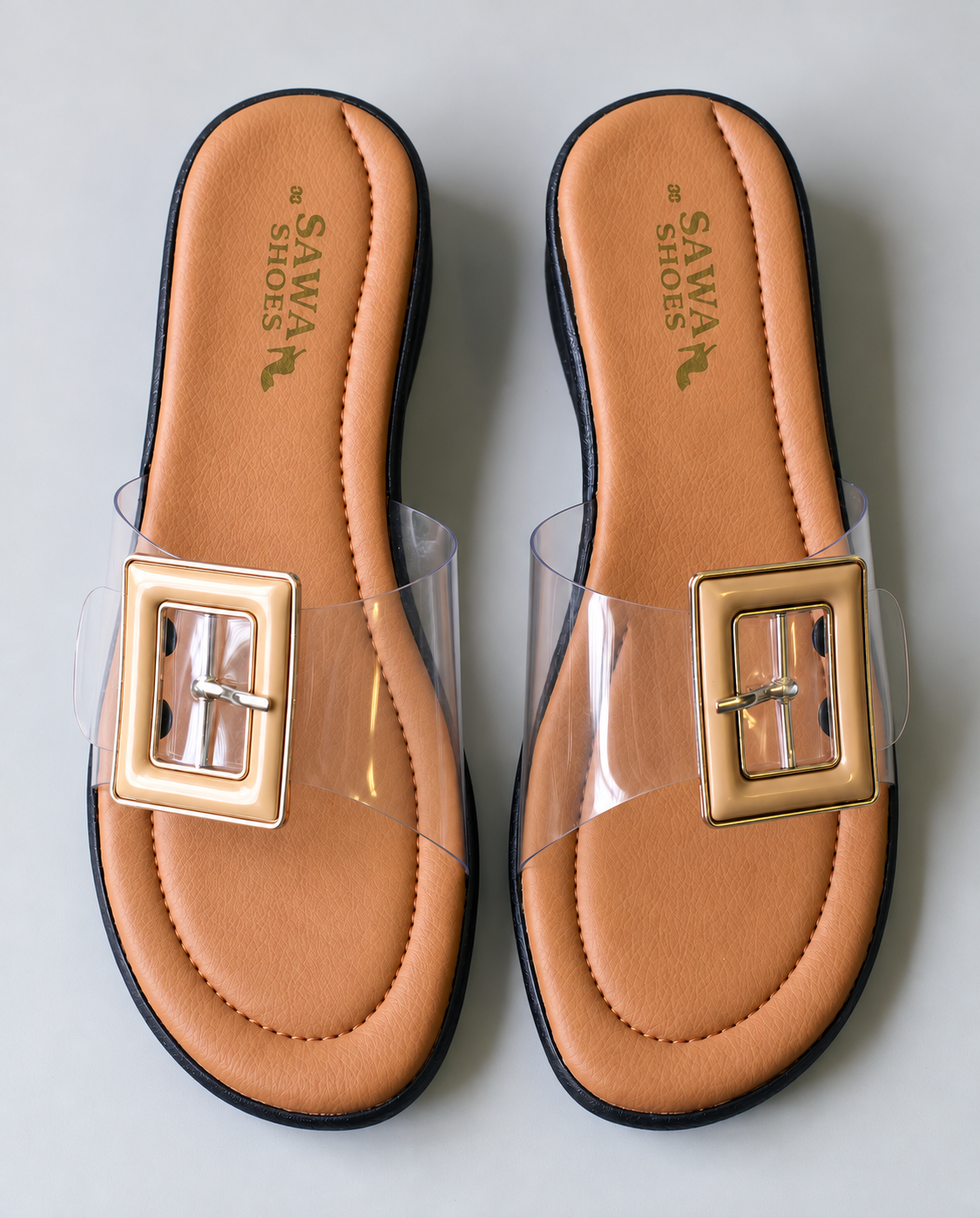 Clear Buckle Wedge Slides Sl625br