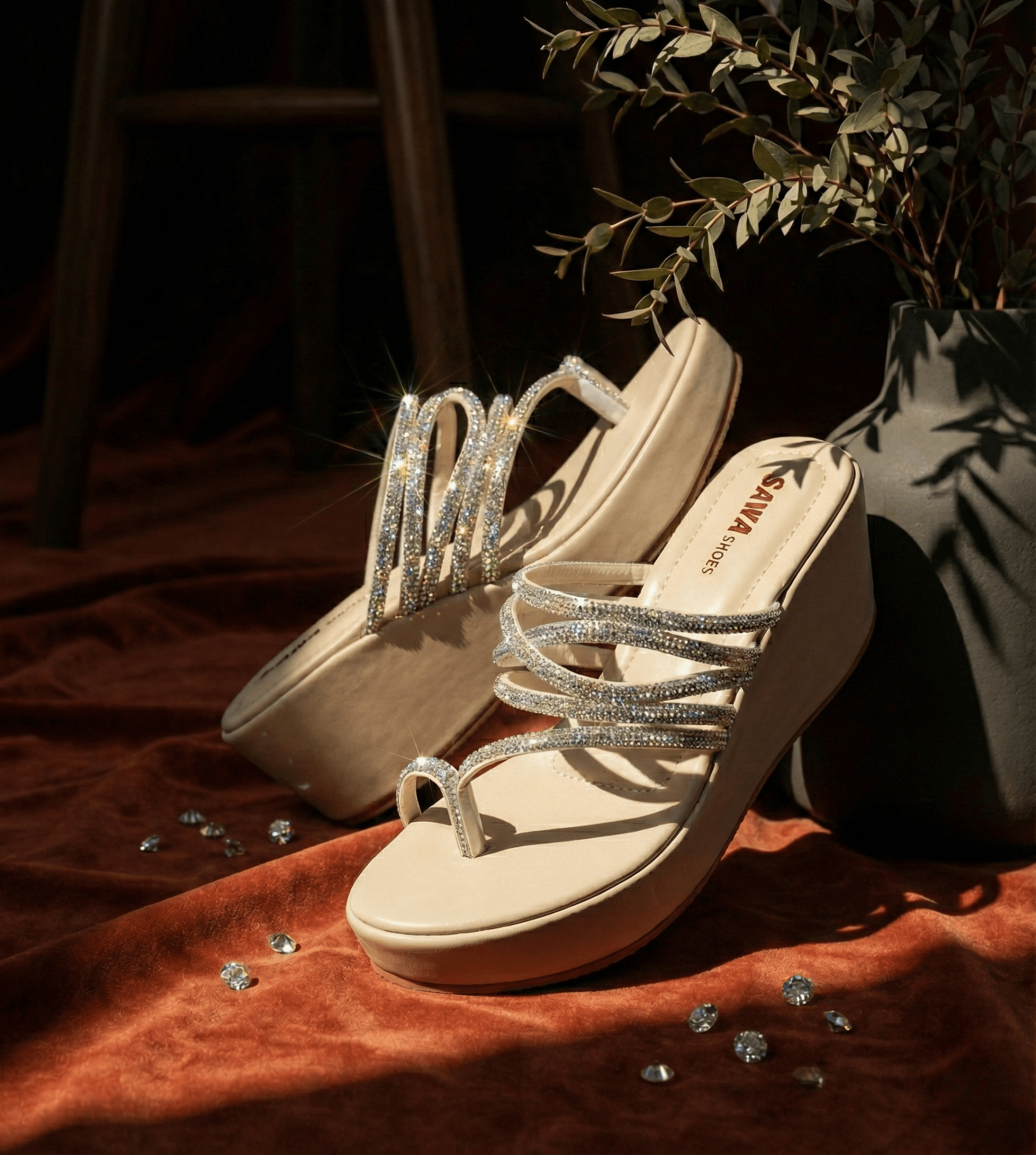 SPARKLING WEDGE KOLHAPURIS 726 F - Sawa.pkWomen footwear shoes affordable