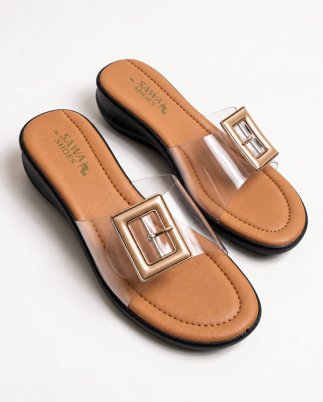 Clear Buckle Wedge Slides Sl625br